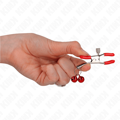KINK - RED DOUBLE BELL NIPPLE CLAMP RED 6 CM - Kink&Play