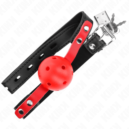 KINK - RED HOLLOW HARD BALL 4 CM GAG BLACK STRAP 60 x 2 CM ADJUSTABLE 37 - 52 CM - Kink&Play