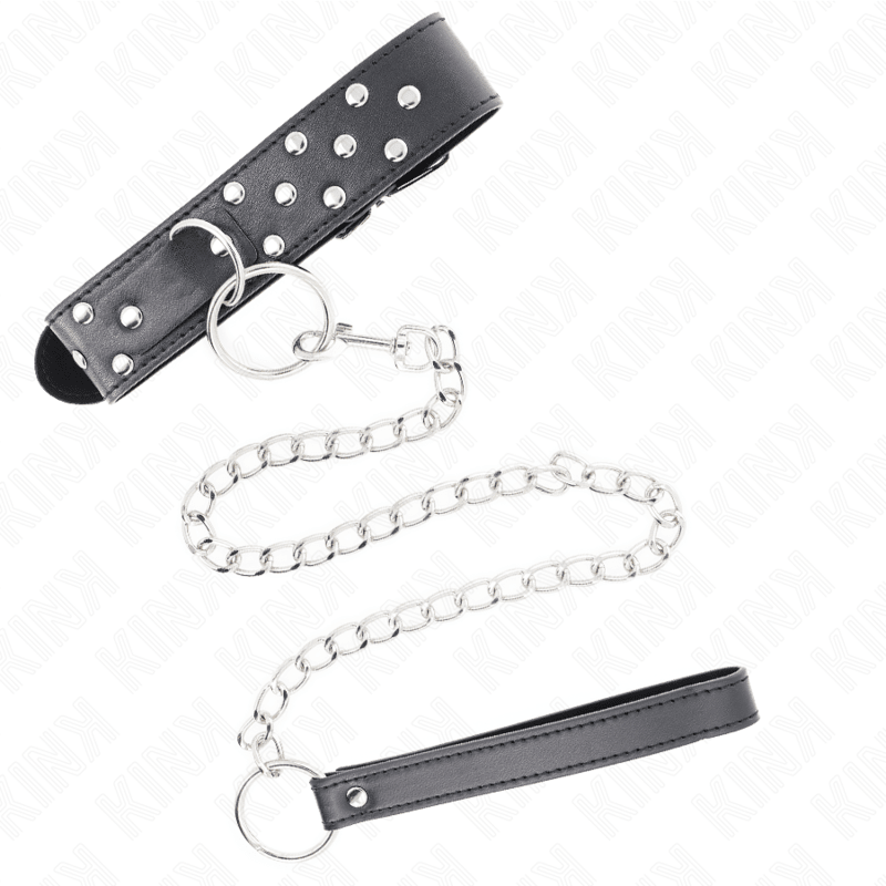 KINK - RING RIVET STRAP NECKLACE WITH BELT 65 CM BLACK ADJUSTABLE 36 - 50 CM X 3.8 CM - Kink&Play