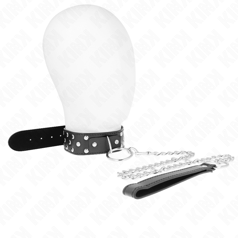 KINK - RING RIVET STRAP NECKLACE WITH BELT 65 CM BLACK ADJUSTABLE 36 - 50 CM X 3.8 CM - Kink&Play