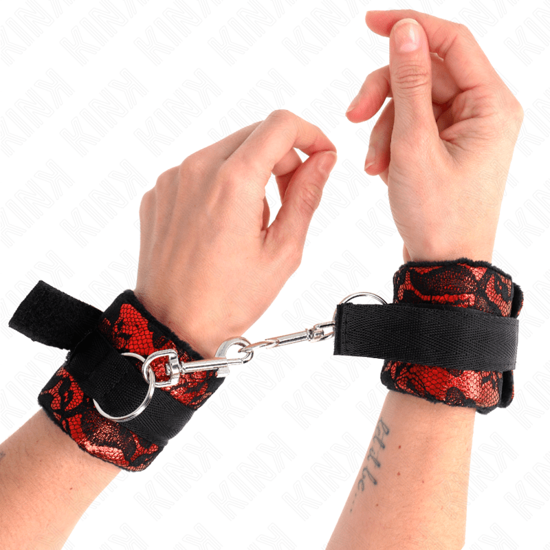 KINK - SCANDAL WRIST RESTRAINTS RED - BLACK - Kink&Play
