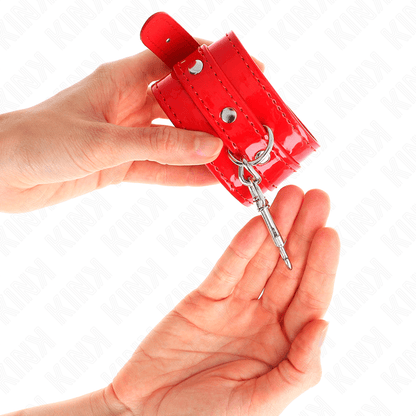 KINK - SHINY HAND CUFFS RED ADJUSTABLE 23 - 33 CM - Kink&Play
