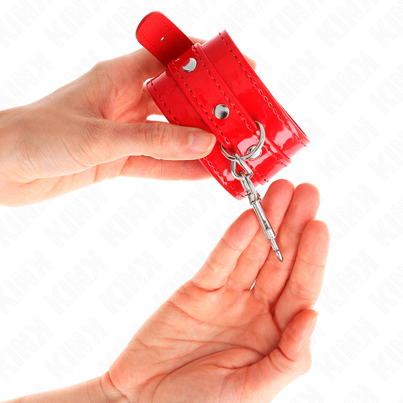 KINK - SHINY HAND CUFFS RED ADJUSTABLE 23 - 33 CM - Kink&Play