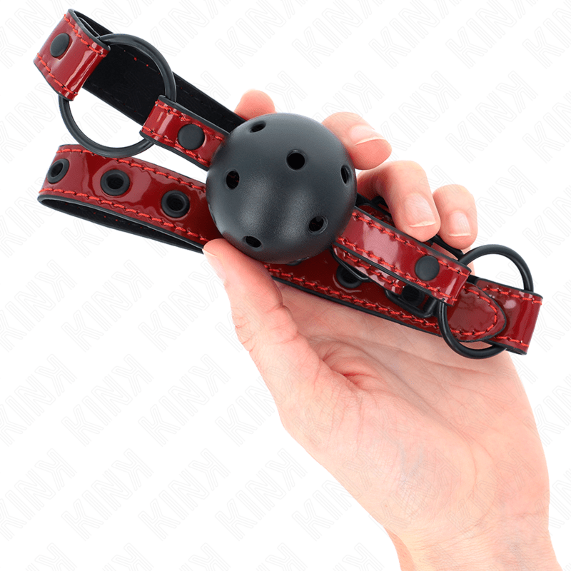 KINK - SHINY LEATHERETTE BALL 4.5 CM GAG 63.5 X 2 CM ADJUSTABLE 41 X 59 CM - Kink&Play
