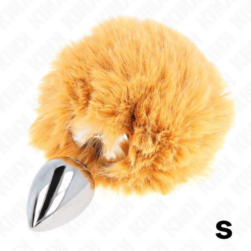 KINK - STAINLESS STEEL PLUG 7 x 3 CM WITH BEIGE FAUX FUR RABBIT TAIL 8 CM - Kink&Play