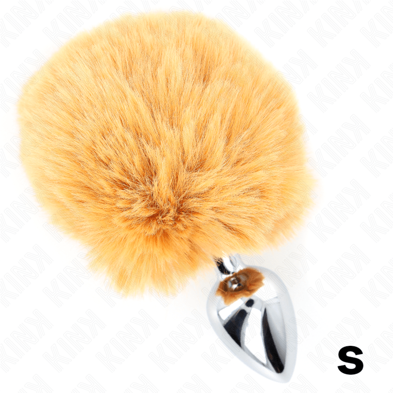 KINK - STAINLESS STEEL PLUG 7 x 3 CM WITH BEIGE FAUX FUR RABBIT TAIL 8 CM - Kink&Play