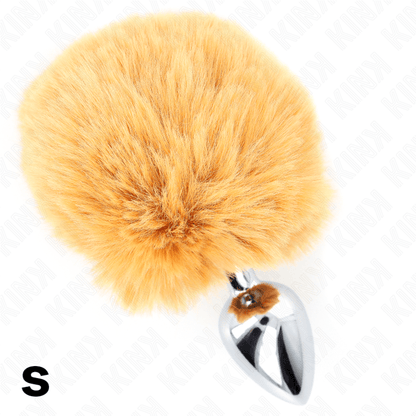 KINK - STAINLESS STEEL PLUG 7 x 3 CM WITH BEIGE FAUX FUR RABBIT TAIL 8 CM - Kink&Play