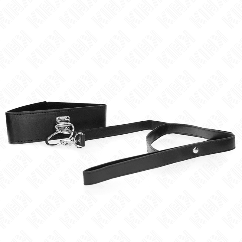 KINK - STUDDED LEASH 116 CM COLLAR WITH LEATHERETTE STRAP 50 X 5 CM - Kink&Play