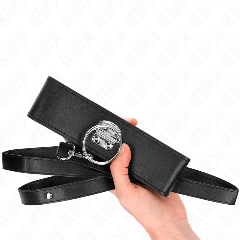 KINK - STUDDED LEASH 116 CM COLLAR WITH LEATHERETTE STRAP 50 X 5 CM - Kink&Play