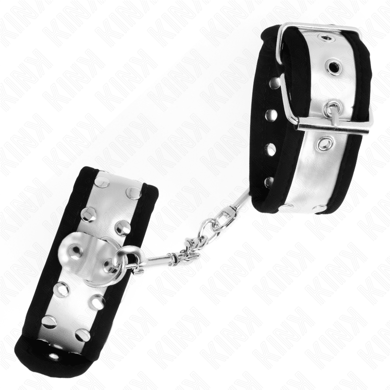KINK - THIN WRIST RESTRAINTS BLACK / SILVER 30 X 4 CM - Kink&Play