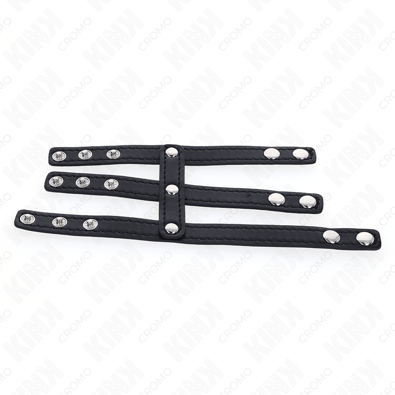 KINK - TRIPLE LEATHER PENIS RING WITH PRESSURE CLOSURE - Kink&Play