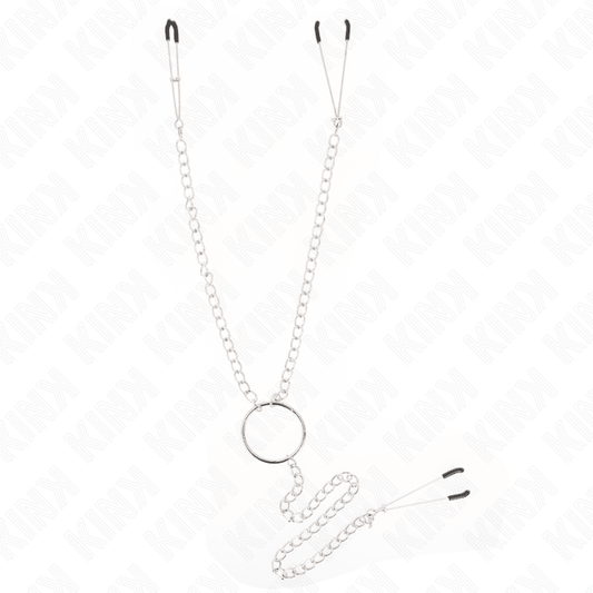 KINK - TRIPLE NIPPLE AND CLIT CLAMPS WITH CHAIN MODEL 1 - Kink&Play