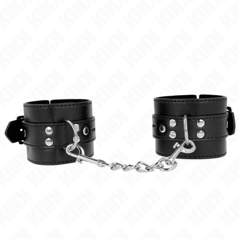 KINK - WRIST RESTRAINTS BLACK WITH BLACK BELT ADJUSTABLE 17 - 28 CM X 6 CM - Kink&Play