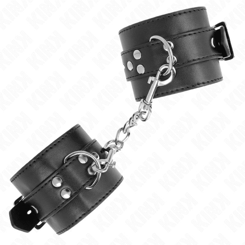 KINK - WRIST RESTRAINTS BLACK WITH BLACK BELT ADJUSTABLE 17 - 28 CM X 6 CM - Kink&Play