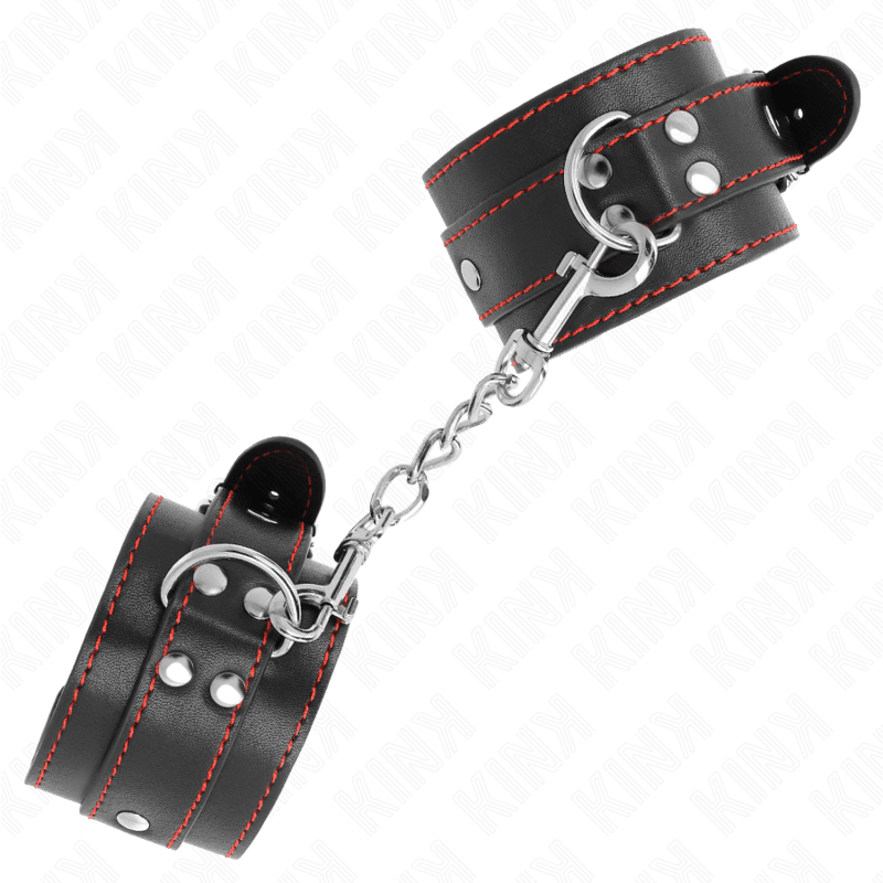 KINK - WRIST RESTRAINTS BLACK WITH RED LINING ADJUSTABLE 20 - 28 CM X 5.5 CM - Kink&Play