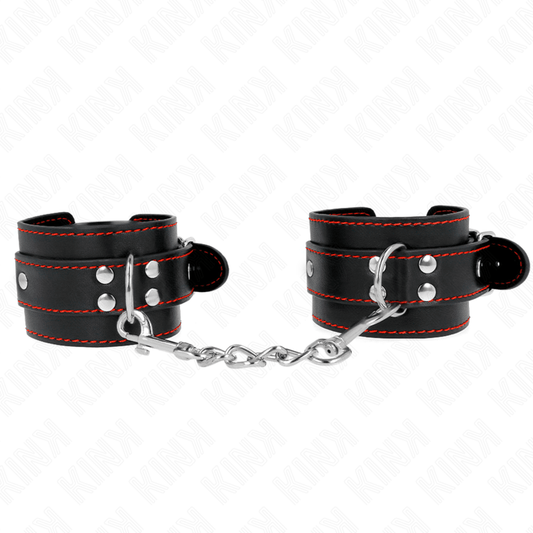KINK - WRIST RESTRAINTS BLACK WITH RED LINING ADJUSTABLE 20 - 28 CM X 5.5 CM - Kink&Play