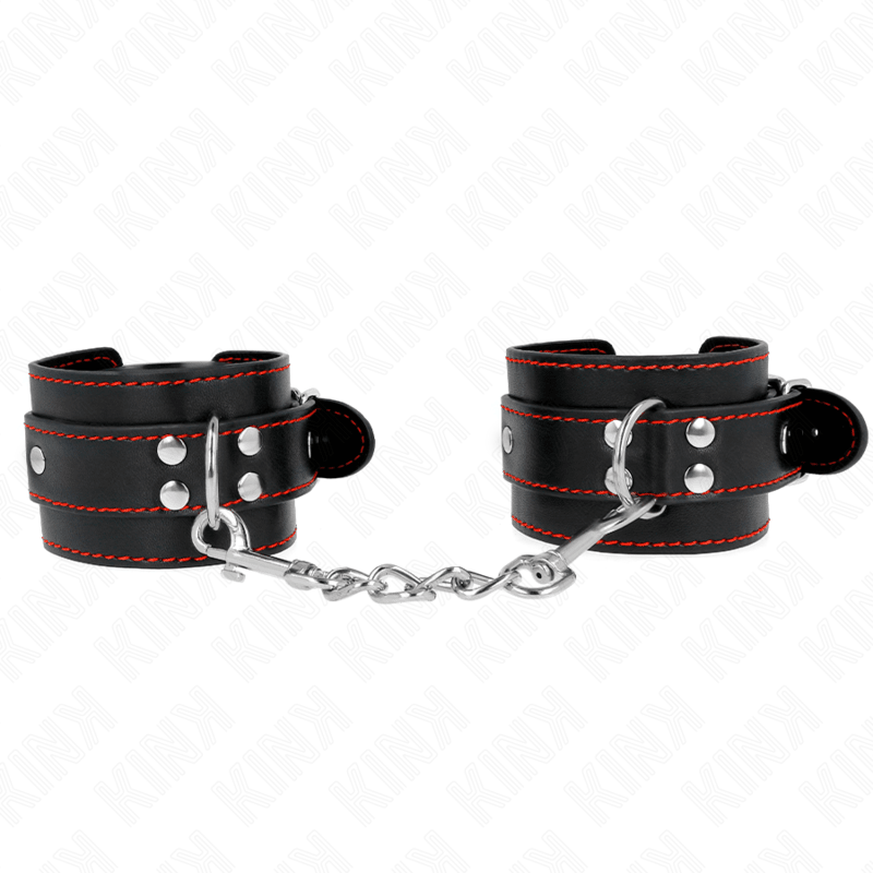 KINK - WRIST RESTRAINTS BLACK WITH RED LINING ADJUSTABLE 20 - 28 CM X 5.5 CM - Kink&Play