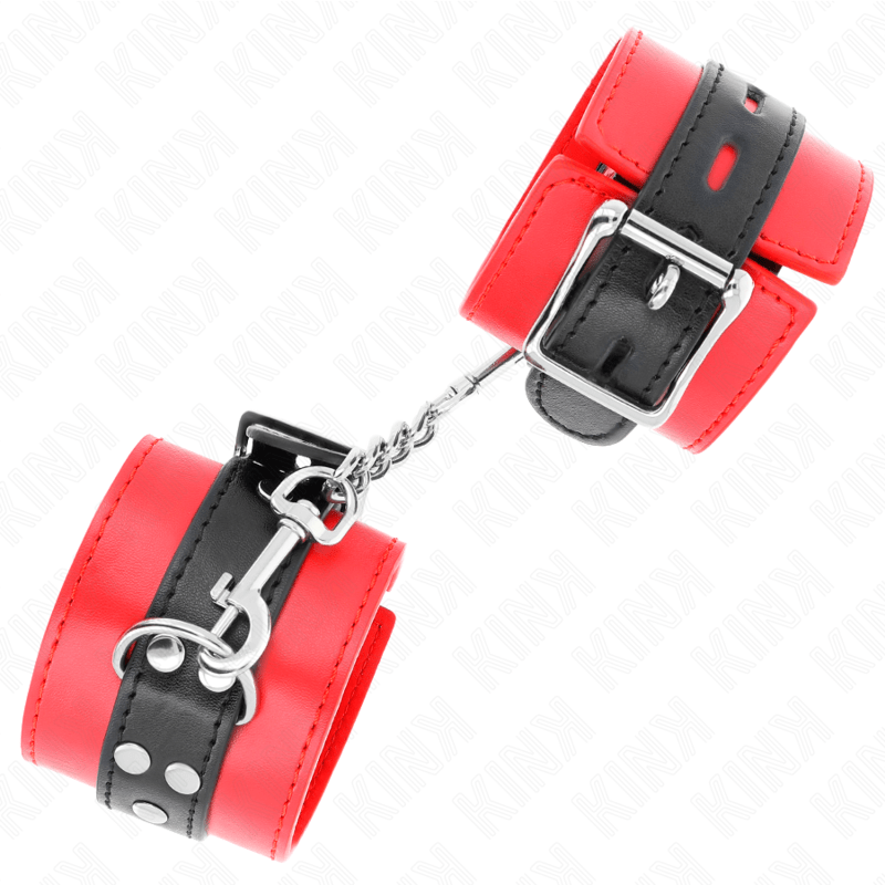 KINK - WRIST RESTRAINTS RED WITH BLACK BELT ADJUSTABLE 17 - 28 CM X 6 CM - Kink&Play