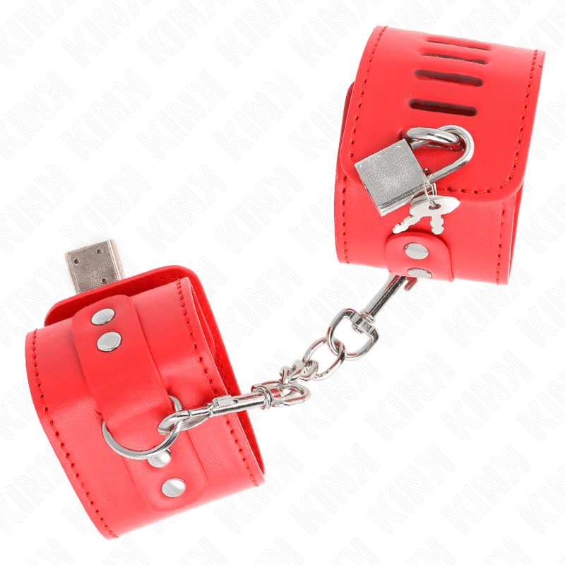 KINK - WRIST RESTRAINTS WITH PADLOCK CLOSURE RED ADJUSTABLE 16 - 23 CM X 5.5 CM - Kink&Play