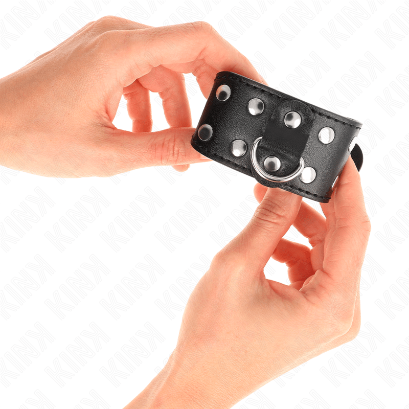 KINK - WRISTBANDS WITH DOUBLE LINE OF ADJUSTABLE STUDS BLACK - Kink&Play