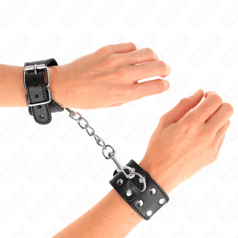 KINK - WRISTBANDS WITH DOUBLE LINE OF ADJUSTABLE STUDS BLACK - Kink&Play