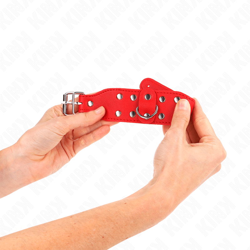 KINK - WRISTBANDS WITH DOUBLE LINE OF ADJUSTABLE STUDS RED - Kink&Play