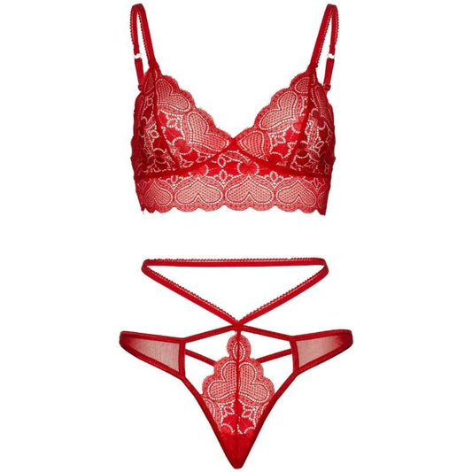 LEG AVENUE - 2 PIECES SET LACE BRALETTE AND THONG M/L - Kink&Play