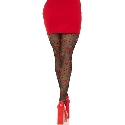 LEG AVENUE - BLACK CHERRY MOLES STOCKINGS - Kink&Play