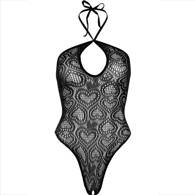 LEG AVENUE - BODY SEAMLESS HALTER NECK BLACK - Kink&Play