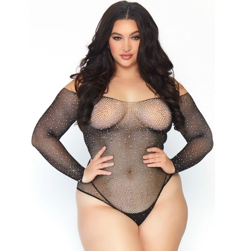 LEG AVENUE - CRYSTALIZED FISHNET BODYSTOCKING 1X - 2X - Kink&Play
