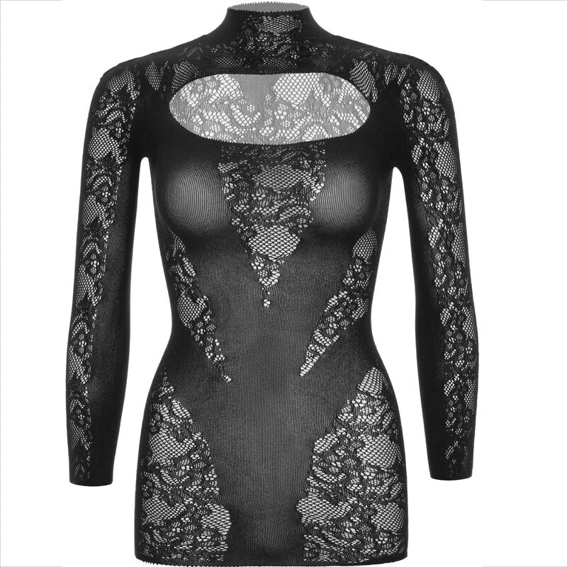 LEG AVENUE - MINI DRESS WITH LACE LONG SLEEVE BLACK - Kink&Play