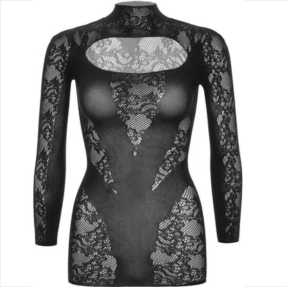 LEG AVENUE - MINI DRESS WITH LACE LONG SLEEVE BLACK - Kink&Play