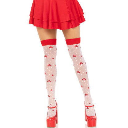 LEG AVENUE - MUSHROOM HIGH SOCKS RED/WHITE - Kink&Play