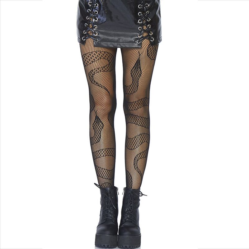 LEG AVENUE - STOCKINGS NET SNAKES BLACK - Kink&Play