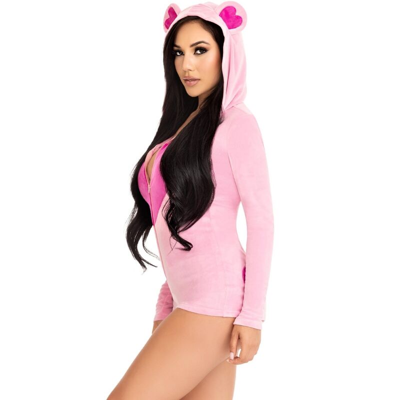 LEG AVENUE - TEDDY BEAR VELVET BODYSUIT PINK M - Kink&Play