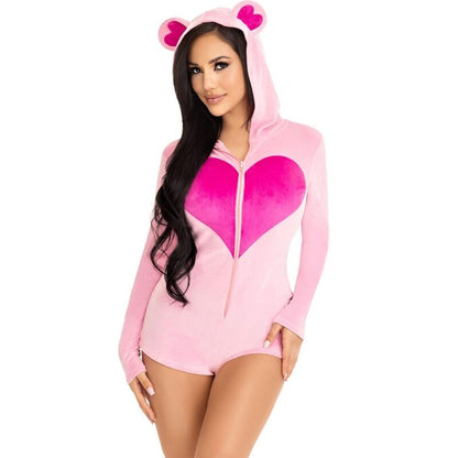 LEG AVENUE - TEDDY BEAR VELVET BODYSUIT PINK S - Kink&Play