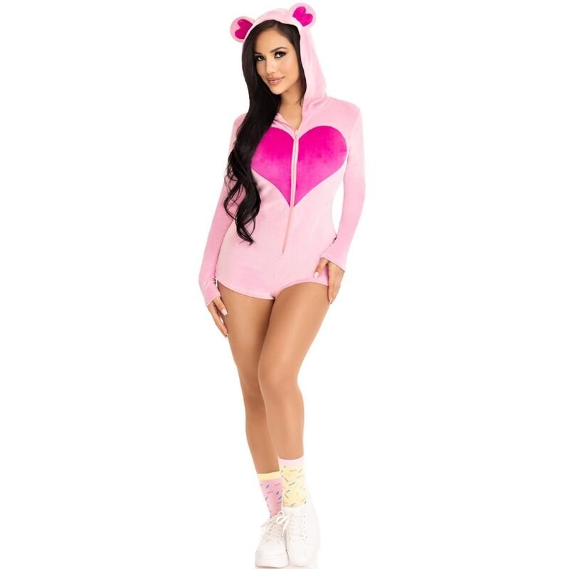 LEG AVENUE - TEDDY BEAR VELVET BODYSUIT PINK S - Kink&Play