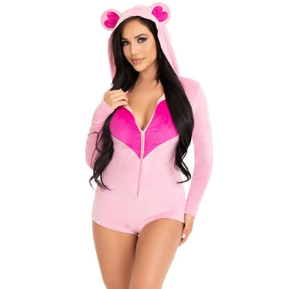 LEG AVENUE - TEDDY BEAR VELVET BODYSUIT PINK S - Kink&Play