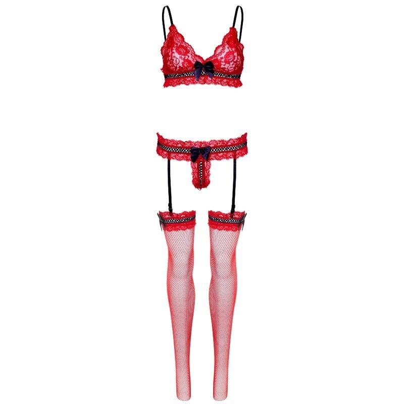 LEG AVENUE - THREE PIECES SET ONE SIZE - RED - Kink&Play