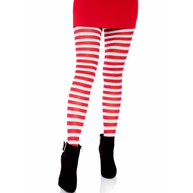 LEG AVENUE - WHITE/RED STRIPED TIGHTS - Kink&Play