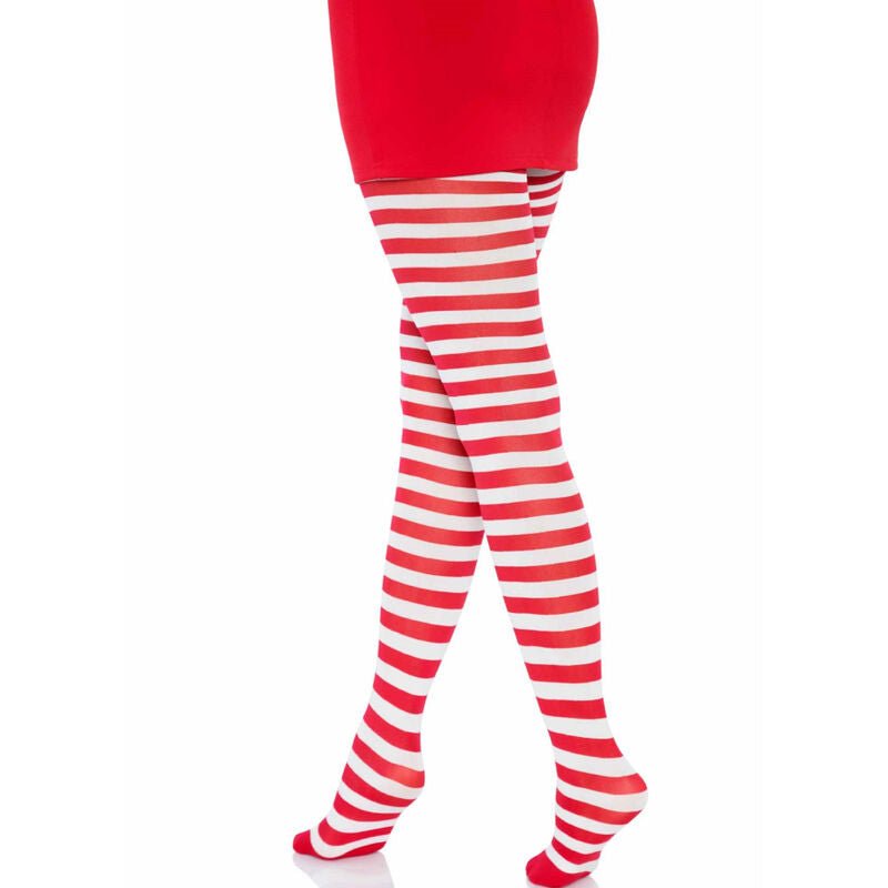 LEG AVENUE - WHITE/RED STRIPED TIGHTS - Kink&Play