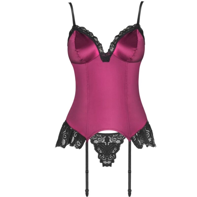 LIVCO CORSETTI FASHION - AGRAFENA CF 90436 CORSET + THONG BURGUNDY L/XL - Kink&Play