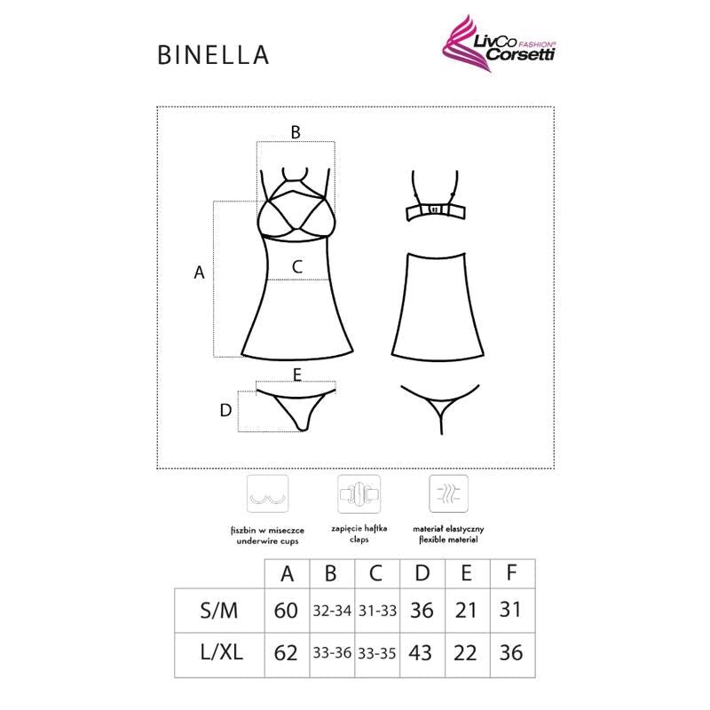 LIVCO CORSETTI FASHION - BINELLA SET BABYDOLL + THONG BLACK - Kink&Play