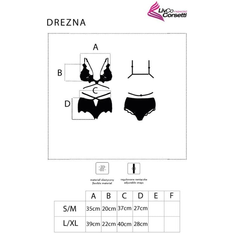 LIVCO CORSETTI FASHION - DREZNA LC 90733 BRA + PANTY BLACK - Kink&Play