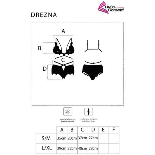 LIVCO CORSETTI FASHION - DREZNA LC 90733 BRA + PANTY BLACK - Kink&Play