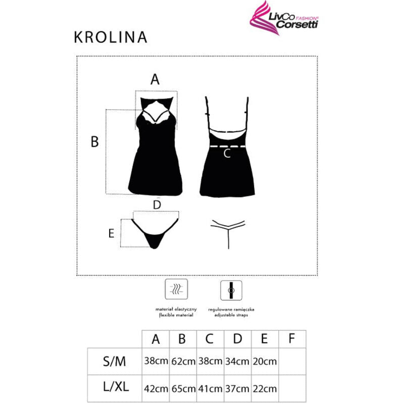 LIVCO CORSETTI FASHION - KROLINA LC 90734 CHEMISE + THONG BLACK S/M - Kink&Play