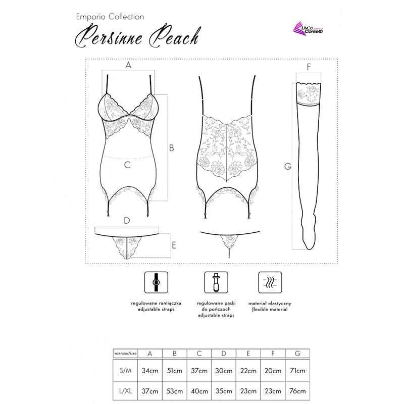 LIVCO CORSETTI FASHION - PERSINNE PEACH SET CORSET + PANTY + STOCKINGS - Kink&Play