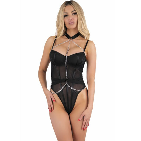 LIVCO CORSETTI FASHION - RUBIKA LC XG079 BODY WITH CHOKER BLACK S - Kink&Play