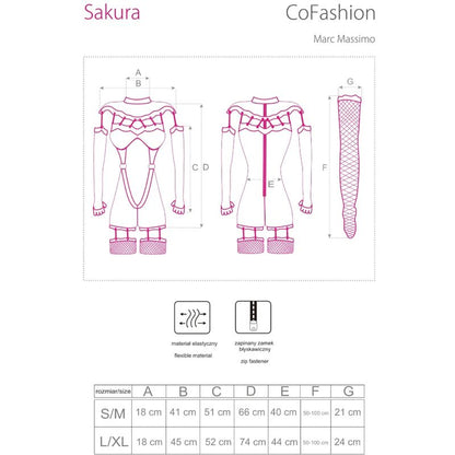 LIVCO CORSETTI FASHION - SAKURA CF 90357 JUMPSUIT + LONG GLOVES + GARTER BELT BLACK S/M - Kink&Play