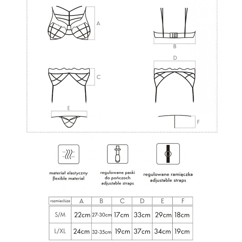 LIVCO CORSETTI FASHION - SOLEDAD LC 20217 BRA + PANTY + GARTER BELT S/M - Kink&Play